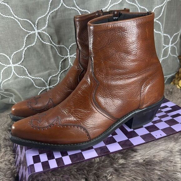 (Z3) Abilene Western Wingtip Zip Cutout Toe Boots Size 11.5 Men\'s main image 5